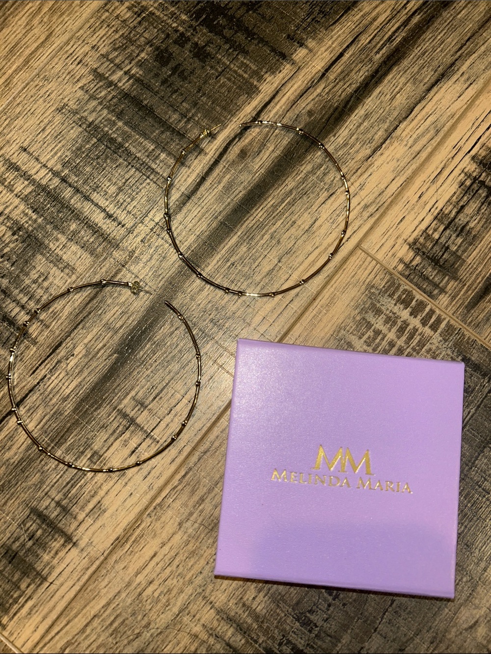 Melinda Maria Gold Beaded Large Hoop Earrings